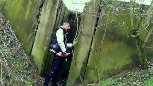 Autumn jerk off under the bridge – from soft cock till cum